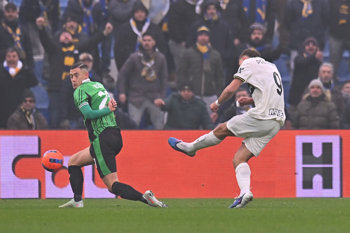 Parma player shooting during match against Sassuolo