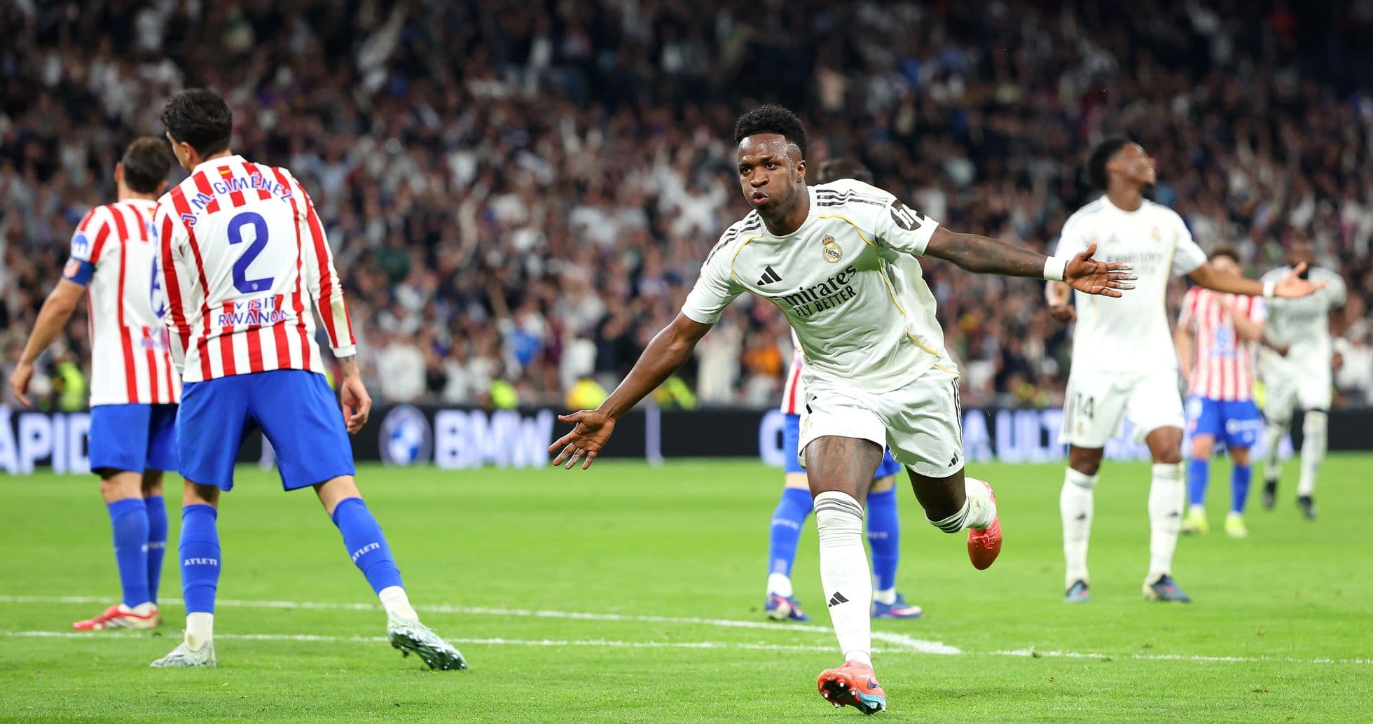 Vinicius Jr celebrating goal in Madrid derby