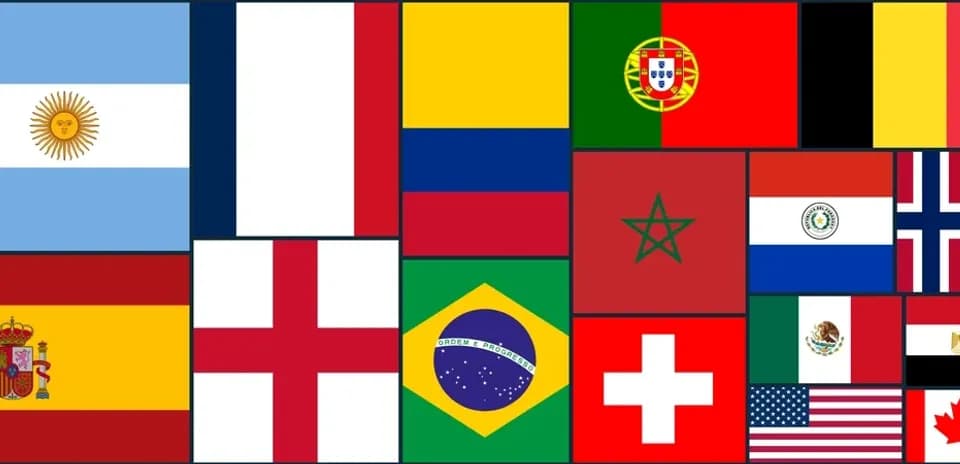 Collage of various national flags arranged in grid