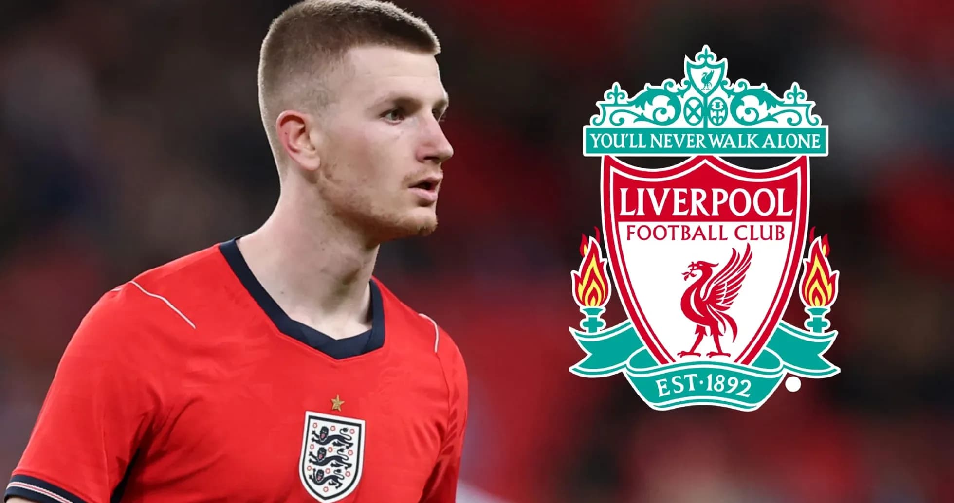 Player in England kit with Liverpool logo overlay