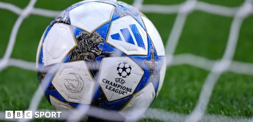 UEFA Champions League ball in goal net