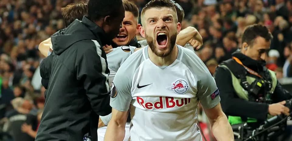 Red Bull Salzburg players celebrating a goal