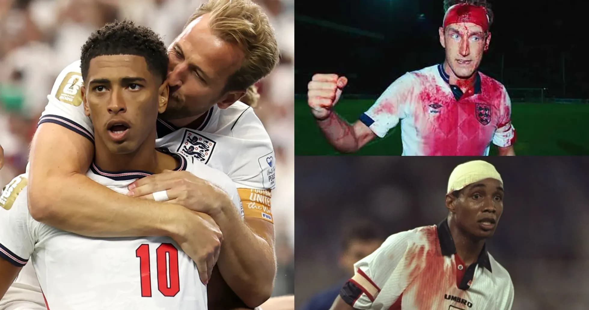 Collage of England players during intense matches