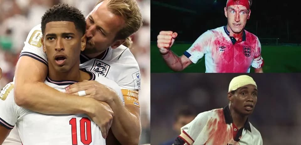 Collage of England players during intense matches