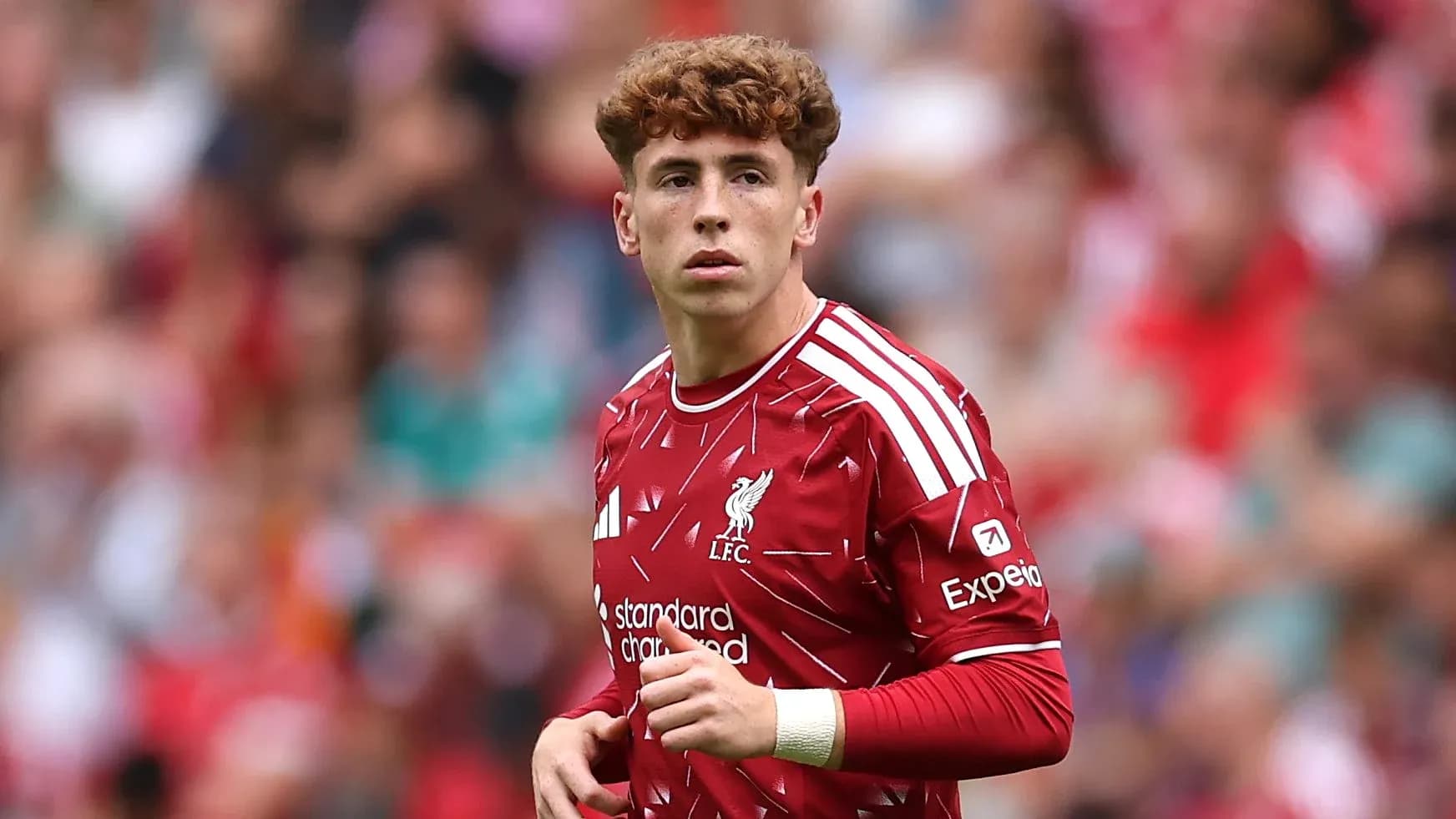 Player wearing Liverpool jersey during match
