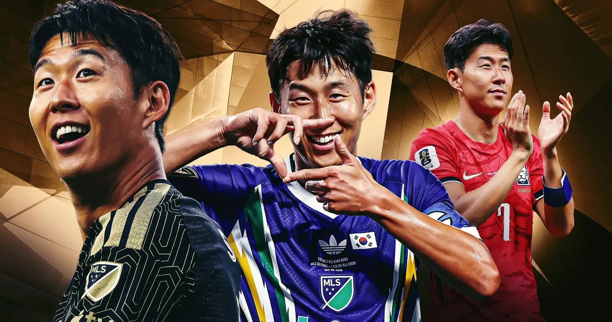 Three South Korean football players in various jerseys