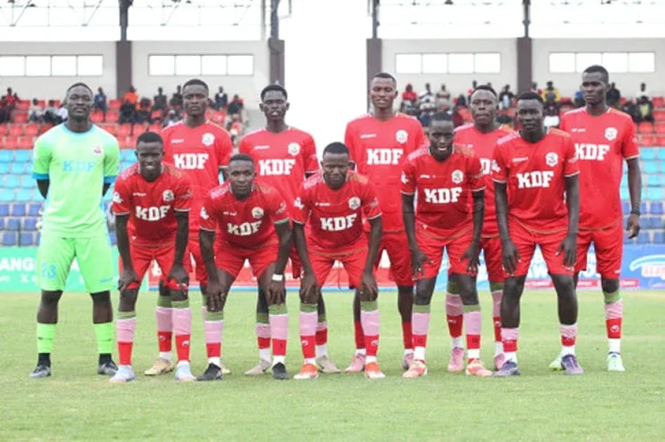 KDF football team posing for group photo