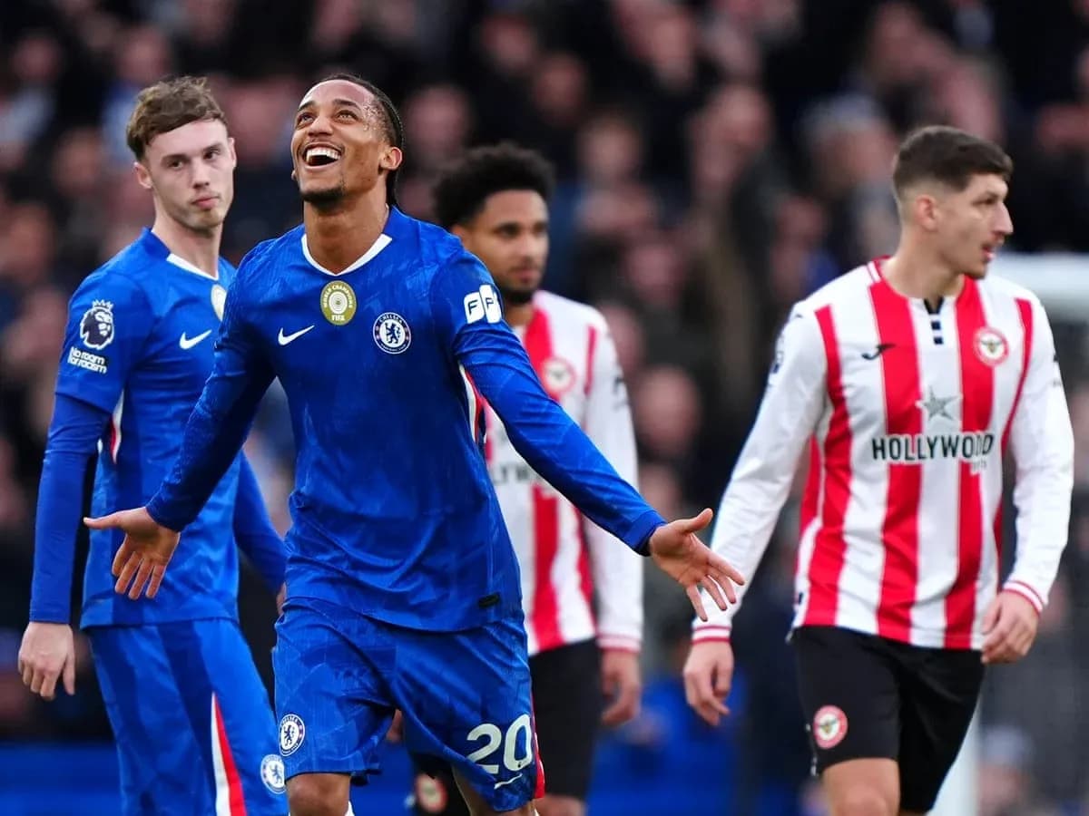 Chelsea player celebrating a goal against Brentford