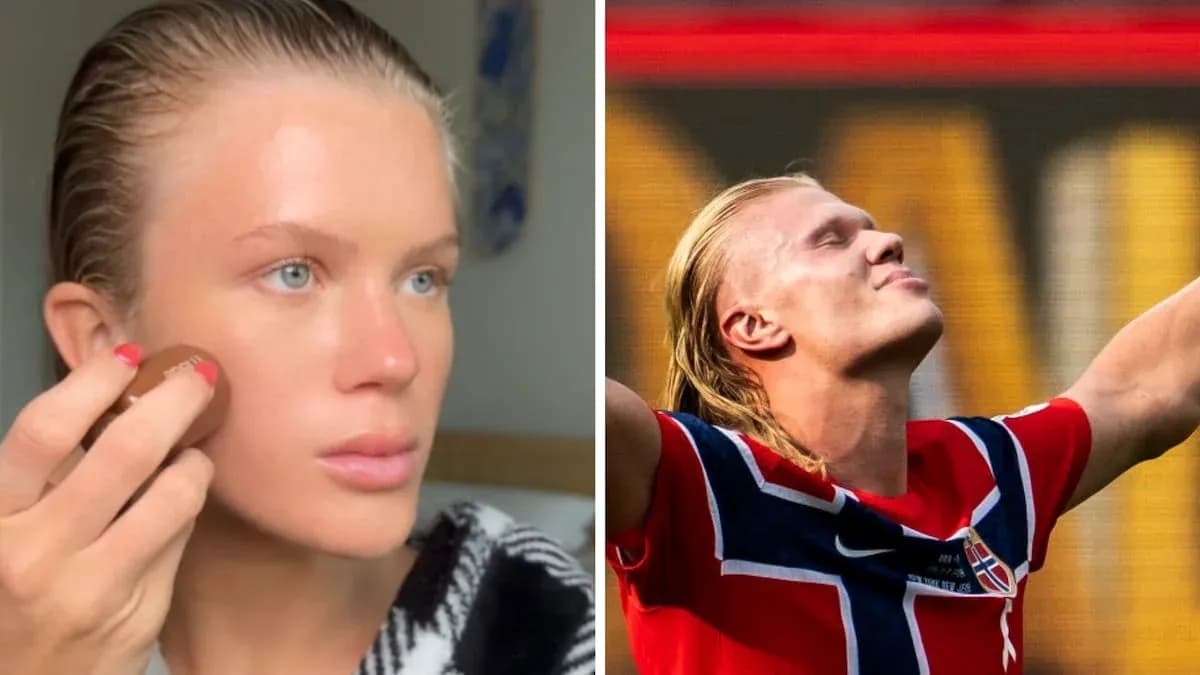 Person applying makeup and football player celebrating