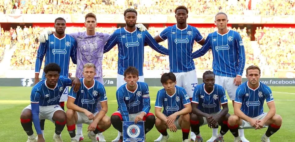 Rangers team lineup before UEFA Europa League match