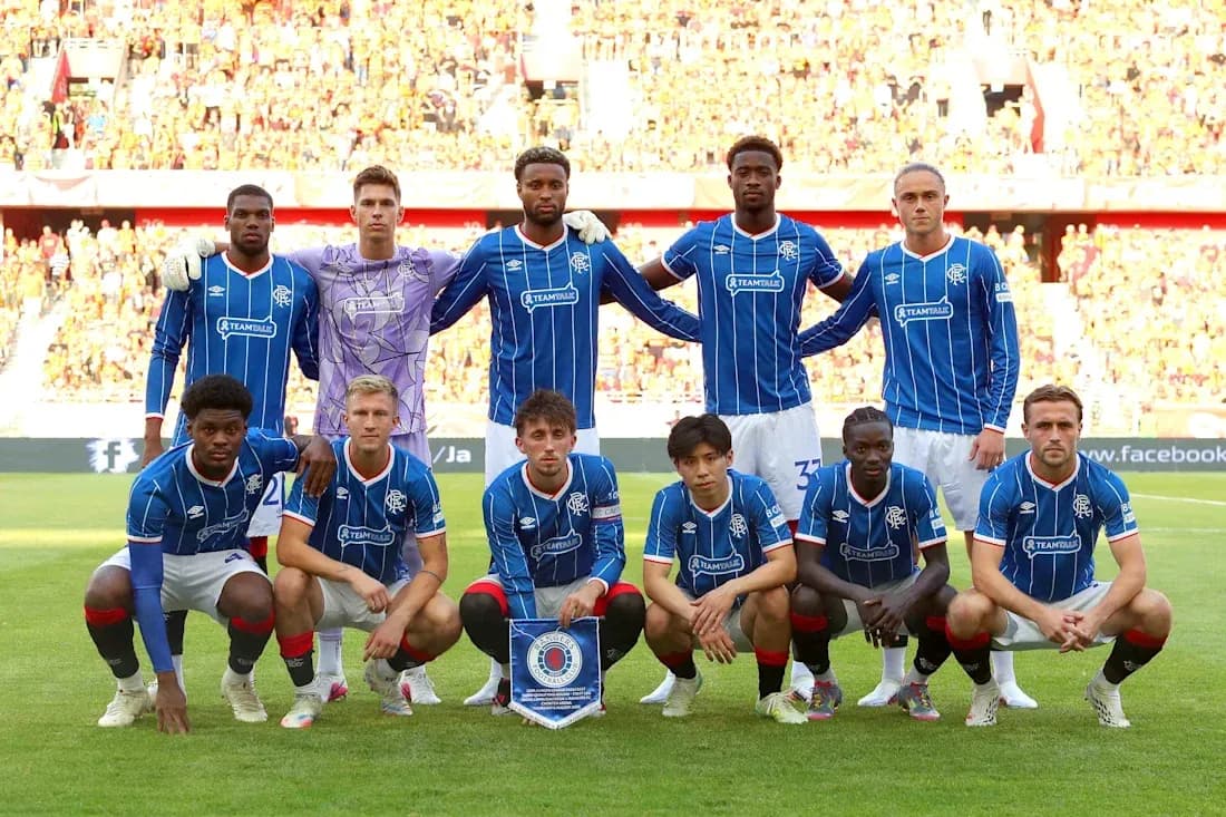 Rangers team lineup before UEFA Europa League match