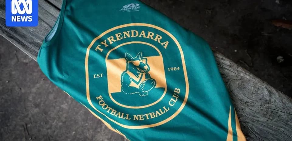 Tyrendarra Football Netball Club jersey displayed on bench