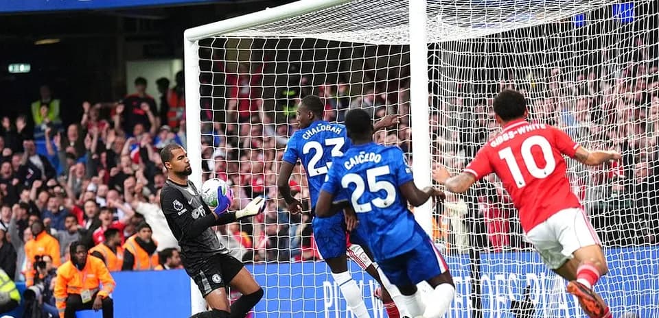 Chelsea goalkeeper saves shot during match