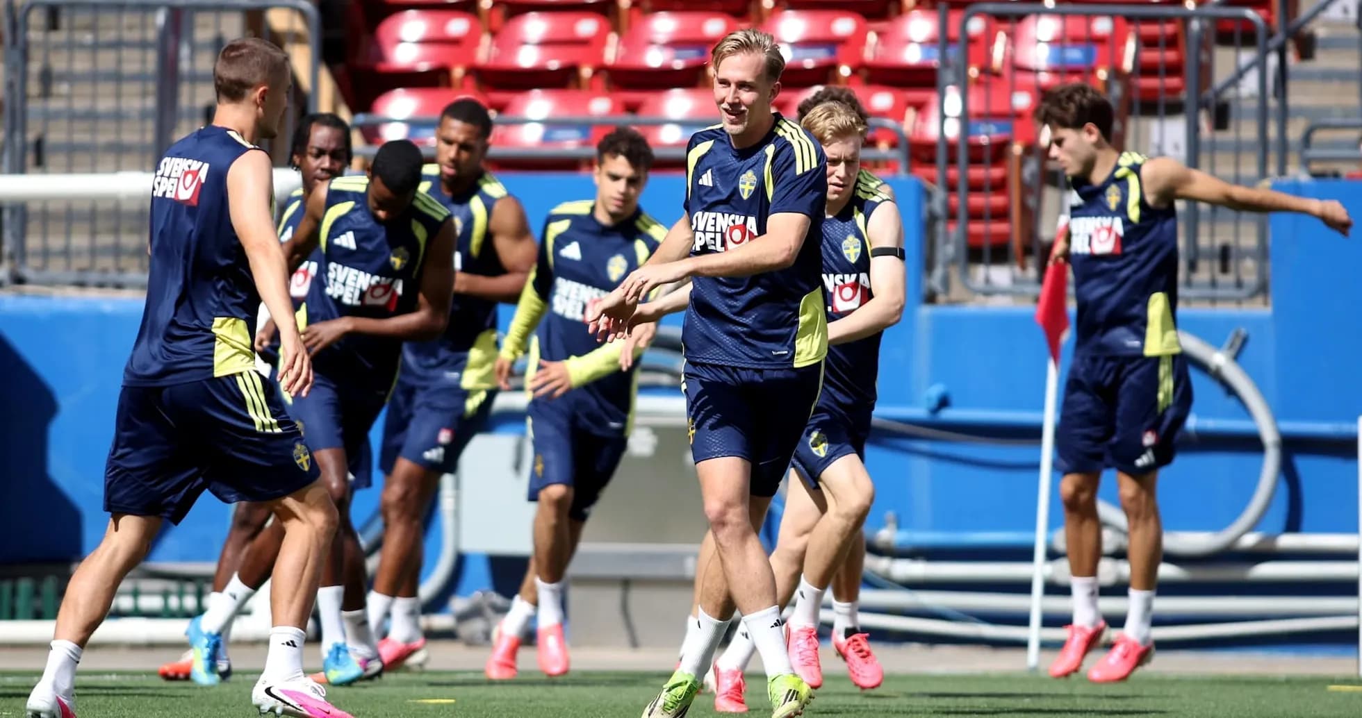 Sweden players training before World Cup match