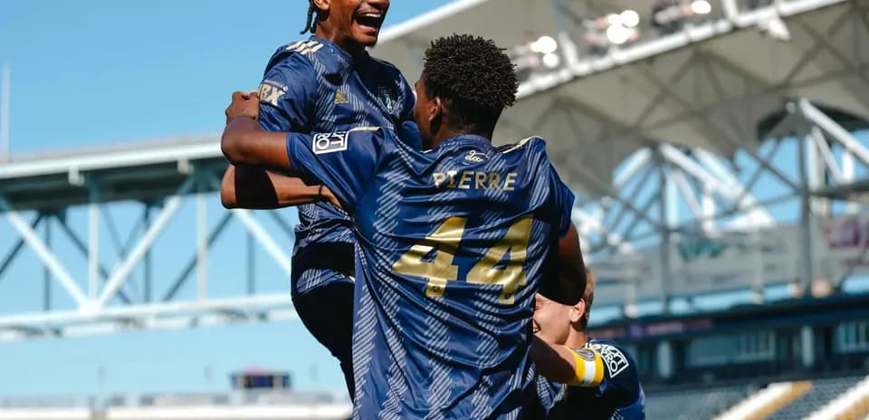 Philadelphia Union II players celebrating a goal