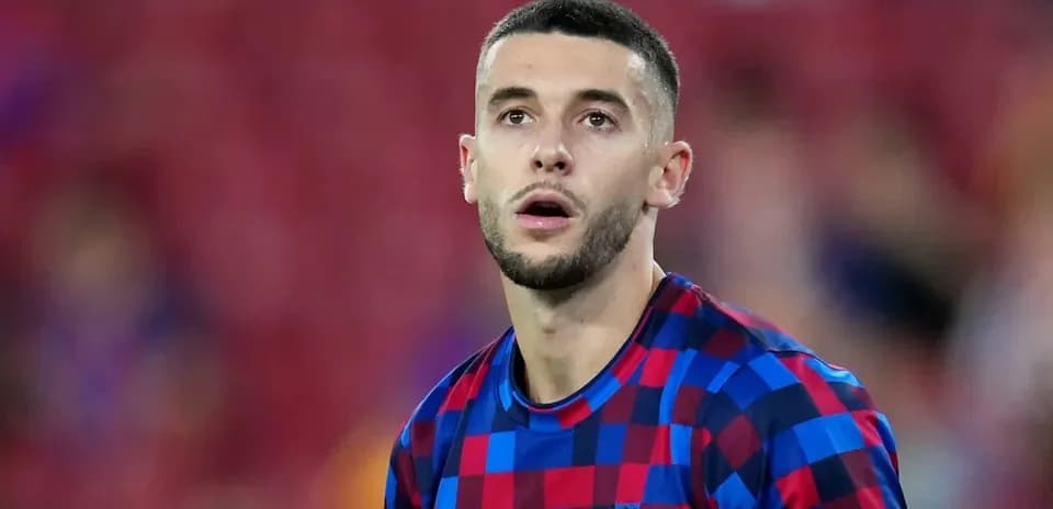 Barcelona player looking up during match