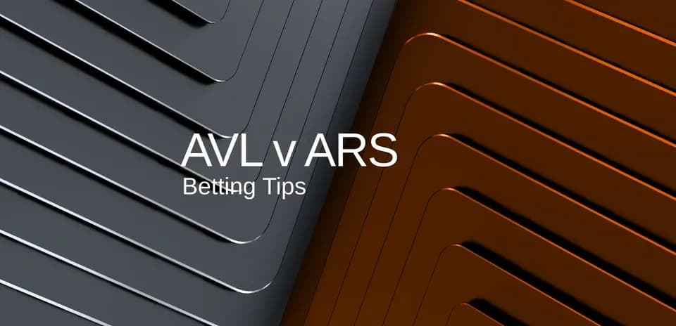 Background design with text: AVL v ARS Betting Tips