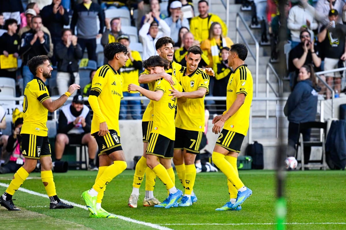 Columbus Crew II celebrating a goal during match