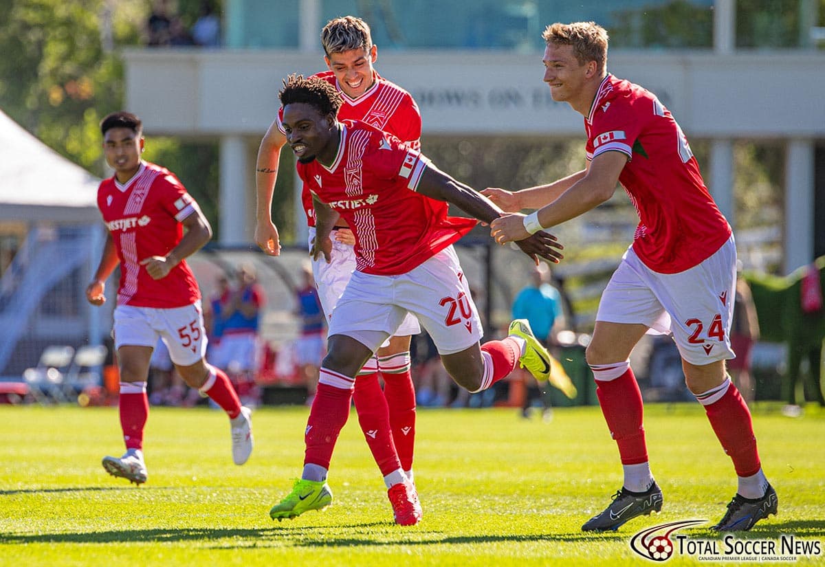 Cavalry FC players celebrating a goal