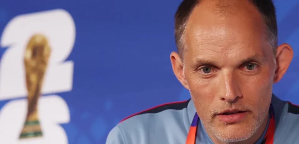 Coach speaking at FIFA World Cup press conference