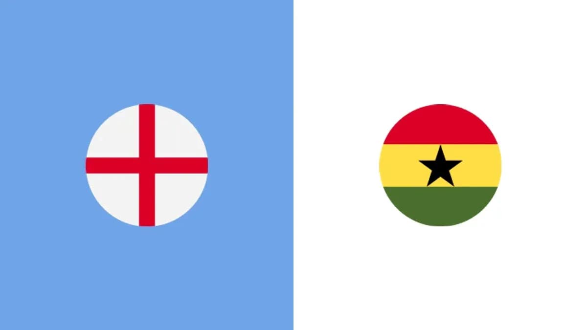 Flags of England and Ghana on blue and white backgrounds