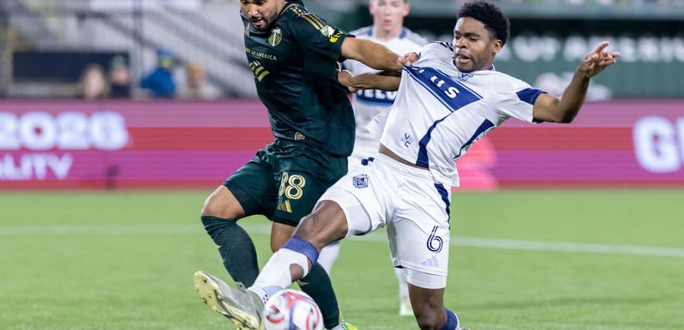 Player challenge during Town vs Portland Timbers II match