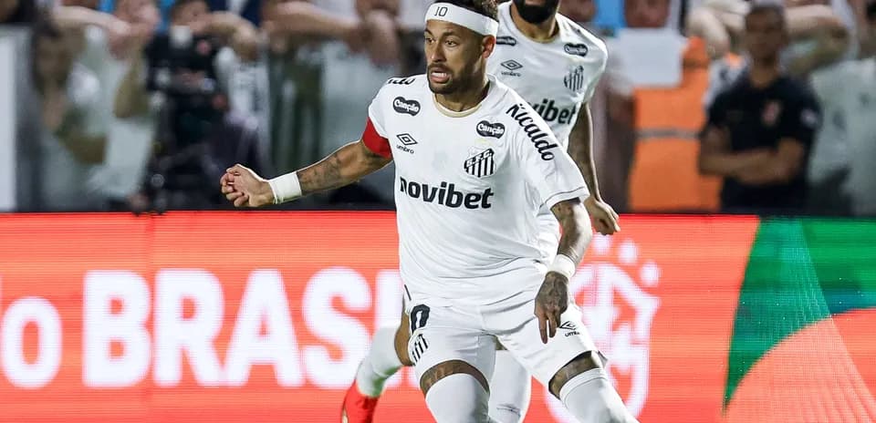 Neymar celebrating during a Santos FC match