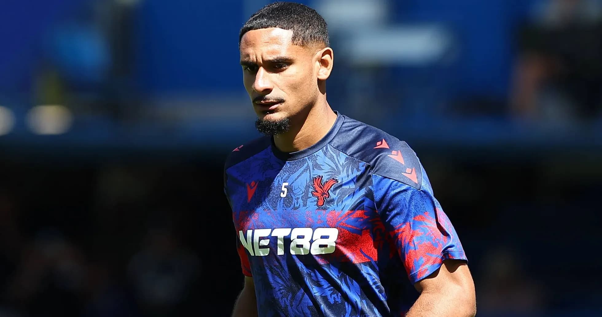 Player in Crystal Palace training kit on pitch