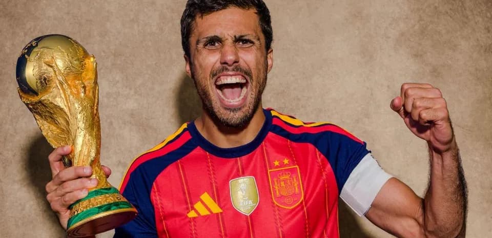 Player celebrating with FIFA World Cup trophy