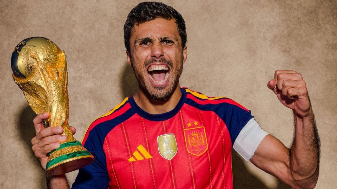 Player celebrating with FIFA World Cup trophy