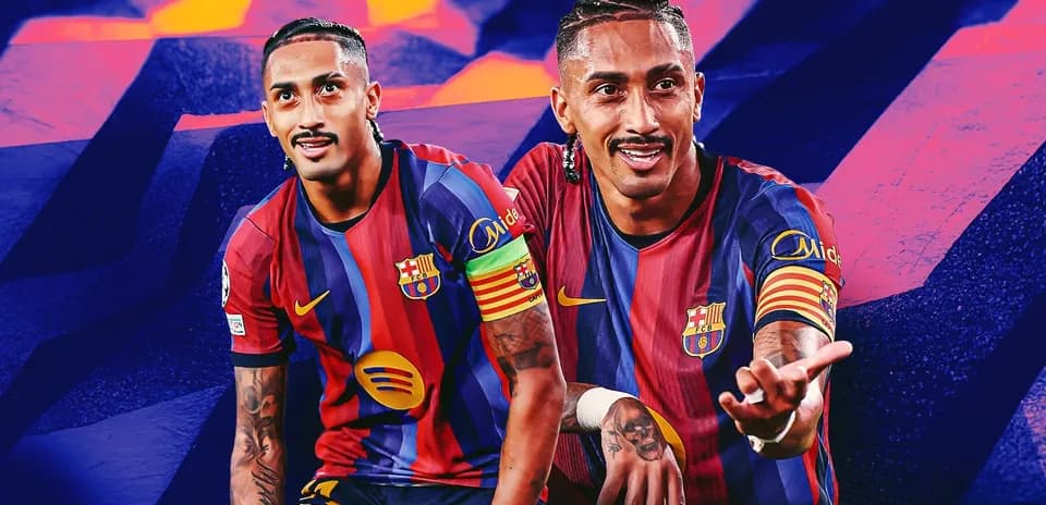 Player in Barcelona kit posing with gestures