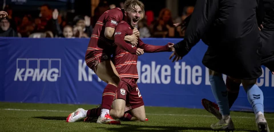 Celebration after goal in USL Championship match