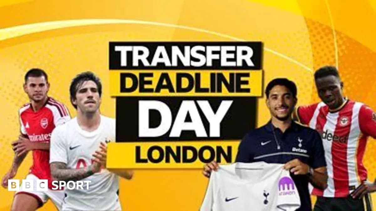 Players and text promoting Transfer Deadline Day in London