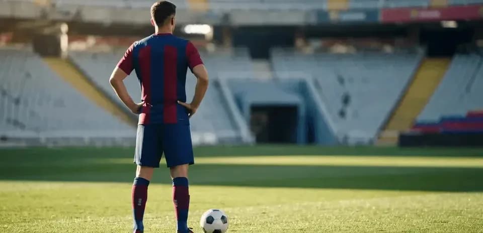 Player standing near soccer ball on field