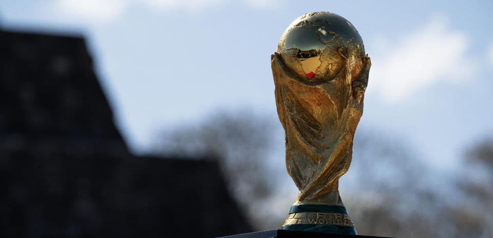 FIFA World Cup trophy on display outdoors