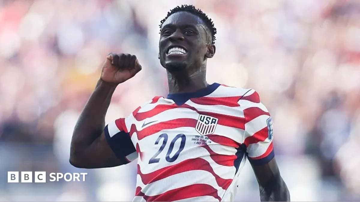 Player celebrating in USA jersey during match