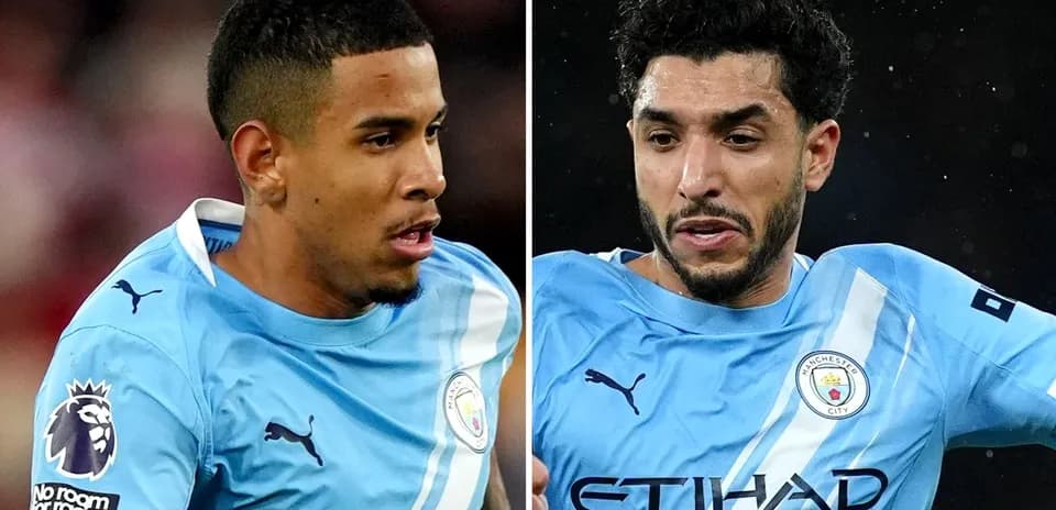 Two Manchester City players during a match