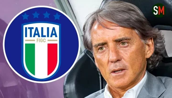 Coach with Italy national team logo in background