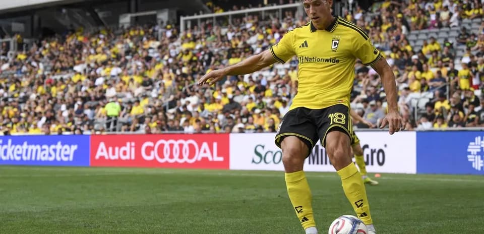 Columbus Crew player preparing for corner kick