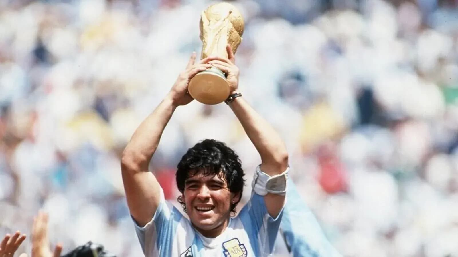 Player holding the World Cup trophy aloft