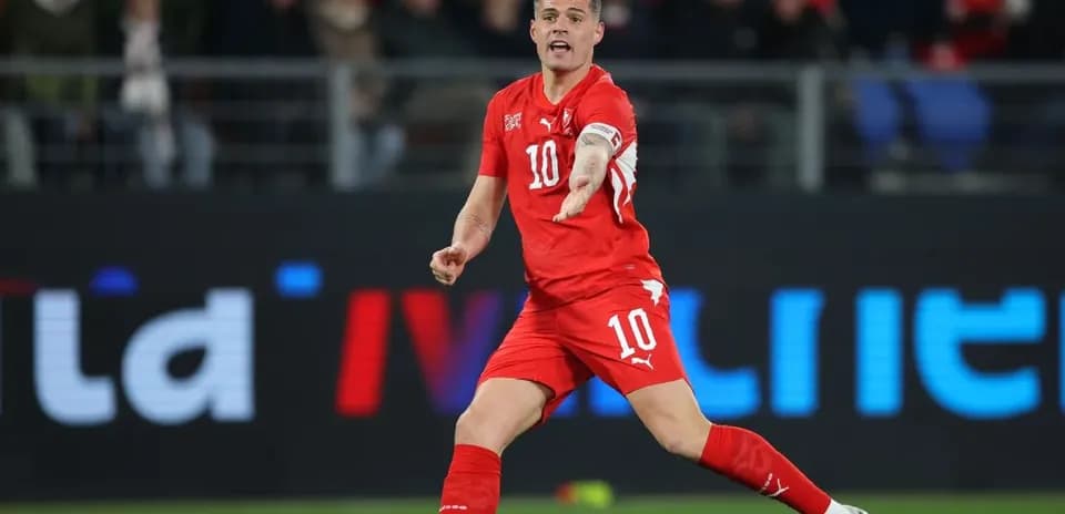 Switzerland player gesturing during football match