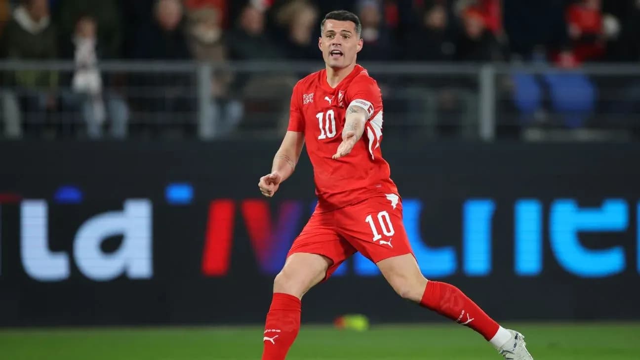 Switzerland player gesturing during football match