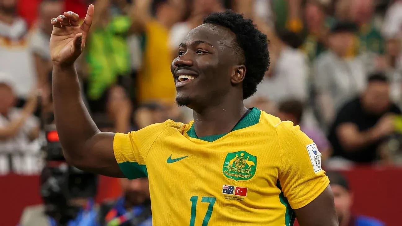 Player celebrating after scoring a goal for Australia