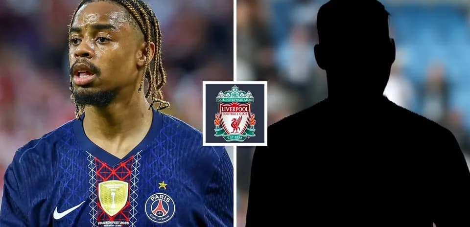 PSG player with Liverpool logo and silhouette