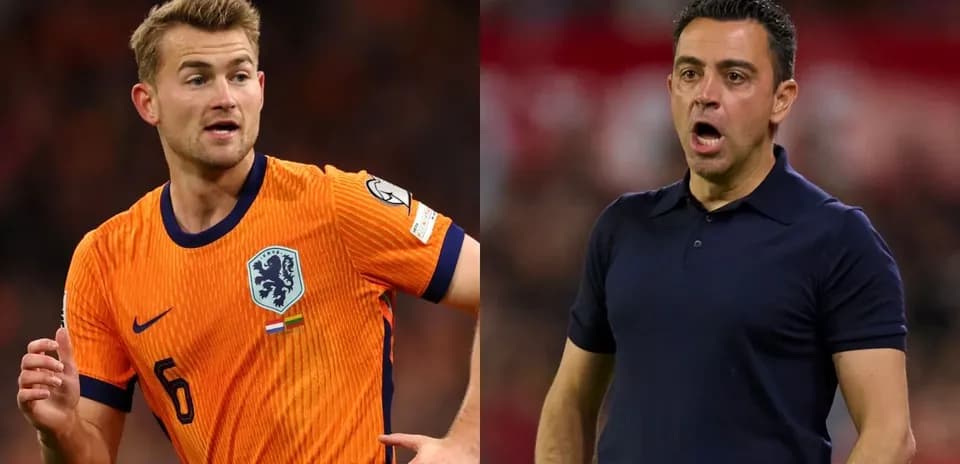 Matthijs de Ligt in orange jersey, Xavi coaching