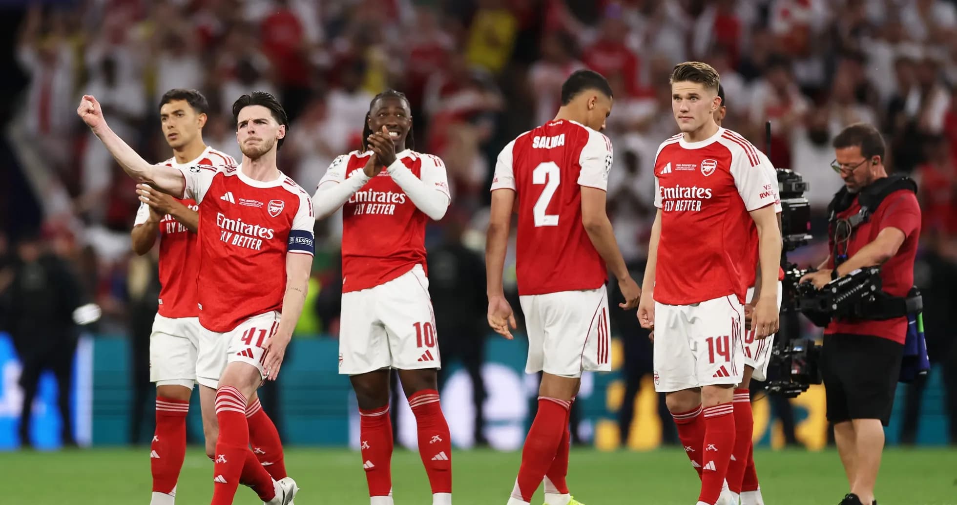 Arsenal players celebrating after a match