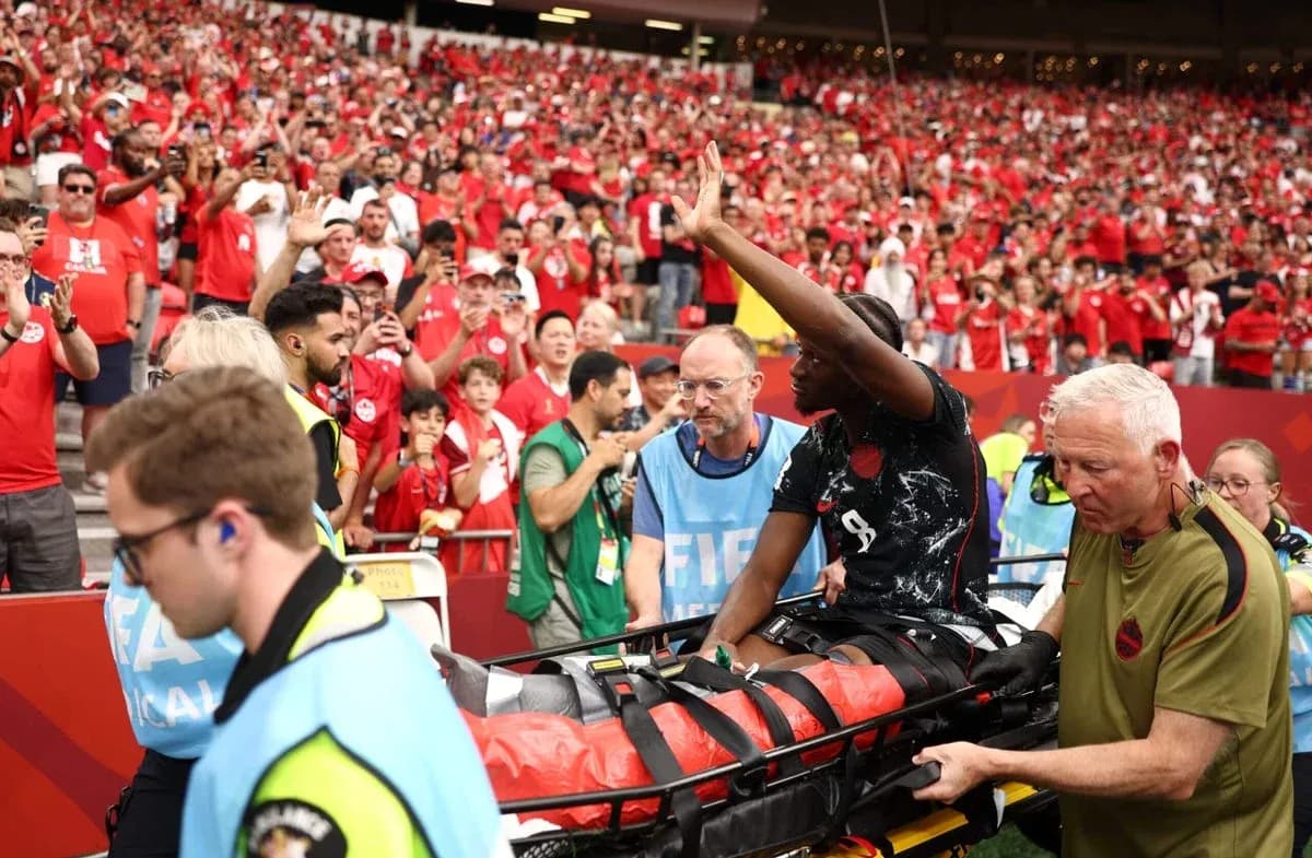 Player being stretchered off during a match