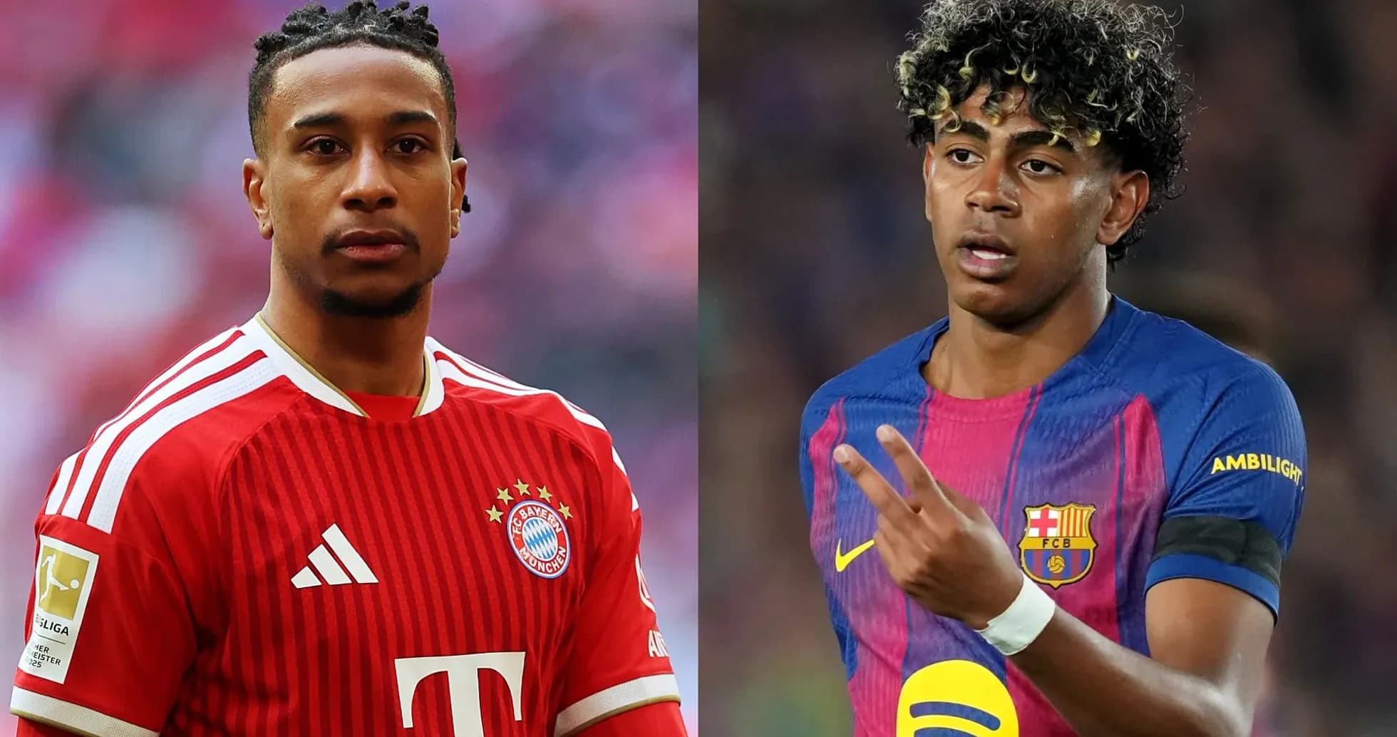Two football players from Bayern Munich and Barcelona