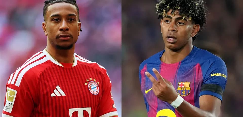 Two football players from Bayern Munich and Barcelona
