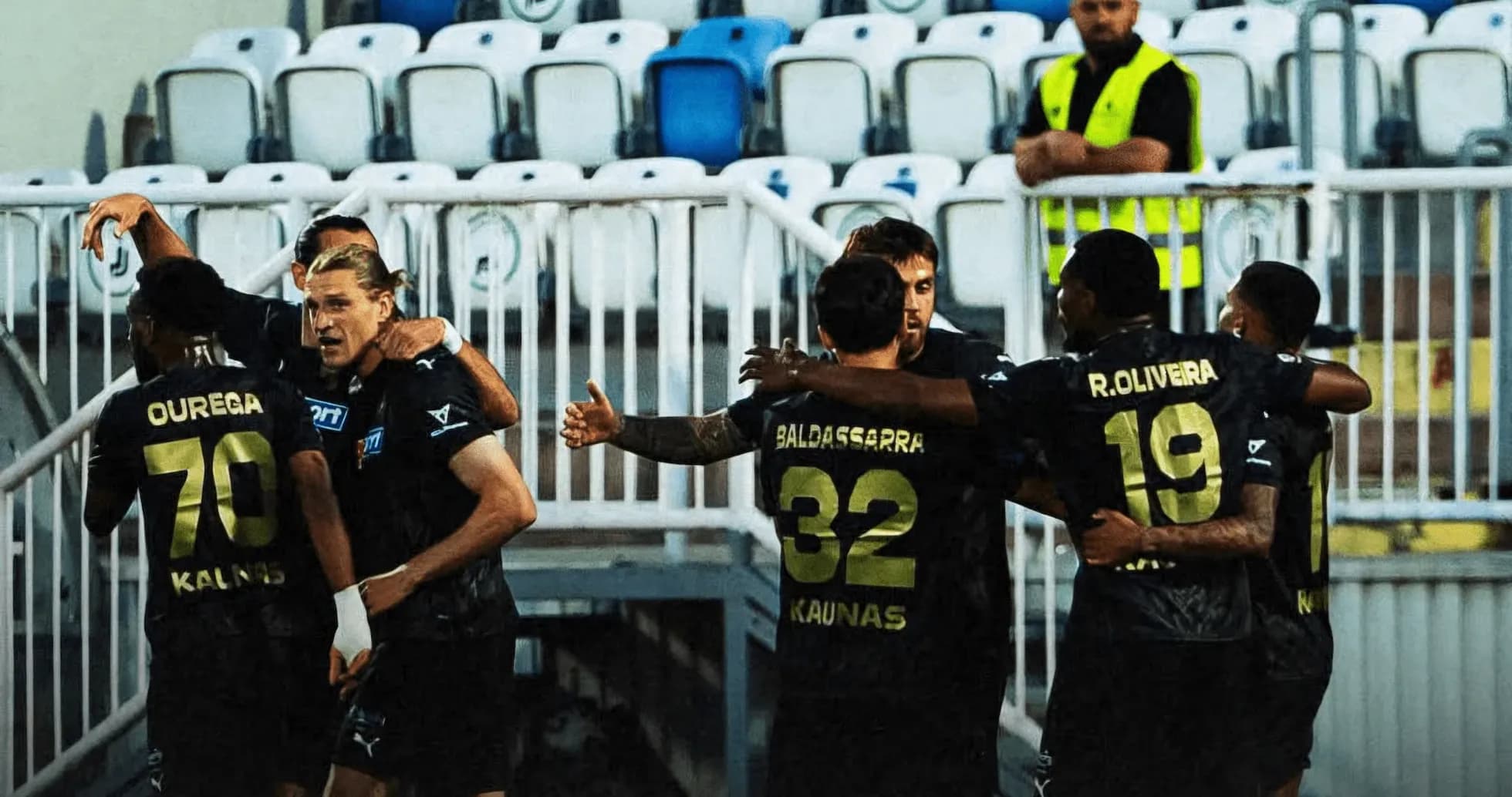 Kauno Žalgiris players celebrating a goal